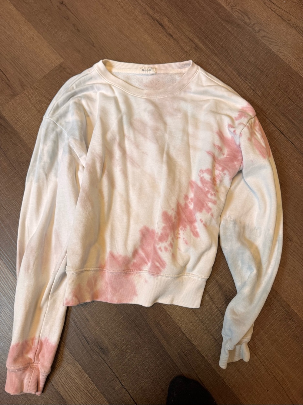 GAP Pink & Cream Tie-Dye Cropped Crewneck Sweatshirt
